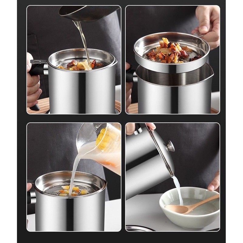 Wadah Saringan Minyak Goreng Anti Karat Premium | Stainless Steel Kitchen Oil Pot