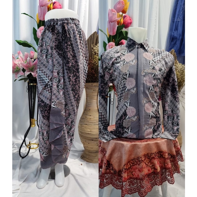 Couple kemeja batik panjang mix rok rempel volume 2