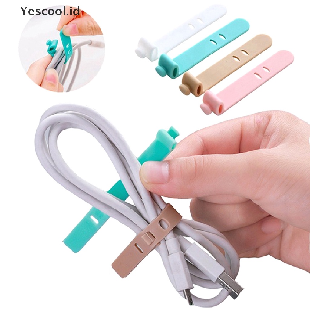 (Yescool) Strap Pengikat Kabel Data / Earphone Bahan Silikon