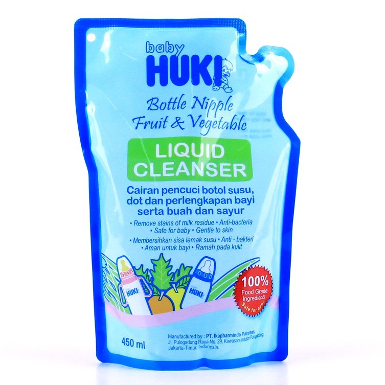 Huki Liquid Cleanser Refill 450ml - Sabun Cuci Botol Bayi, Sayur 450 ml