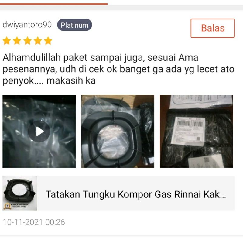 Tatakan Tungku Kompor Gas Rinnai Kaki 6 RI 712 BGX RI 602 BGX Dll