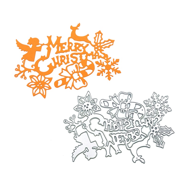 Cutting Dies Bahan Carbon Steel Desain Tulisan Merry Christmas Untuk Scrapbook