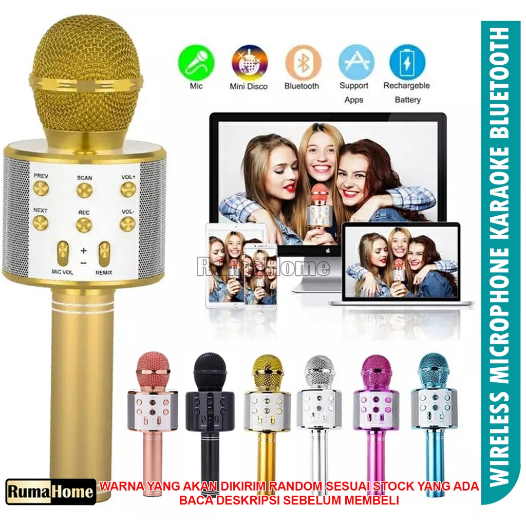 Mic Bluetooth WS-858 / Smule Wireless Karaoke Portable / microphone wireless bluetooth