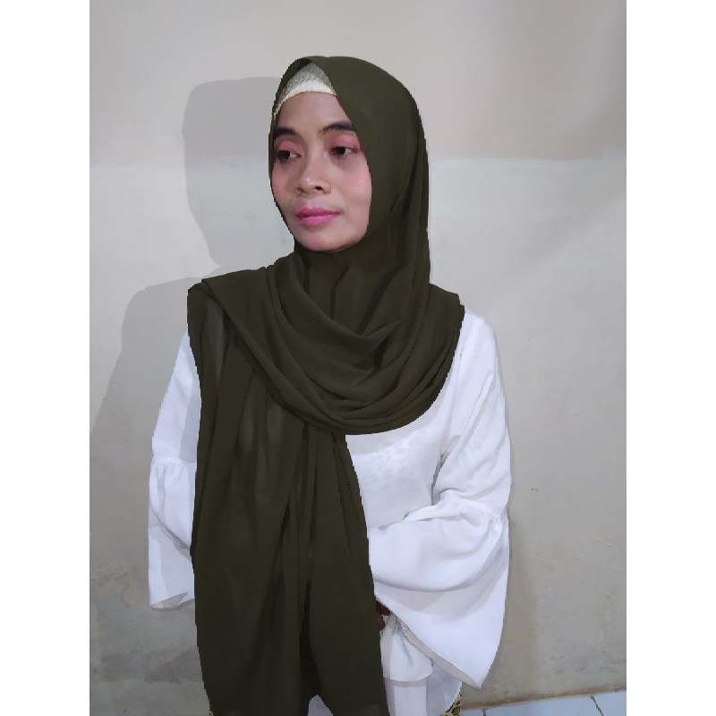 Hijab Pashmina Hijau Army