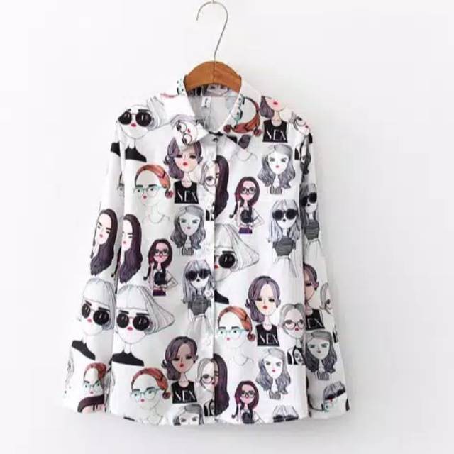 OKHISHOP - Kemeja Wanita Retro Vintage-3