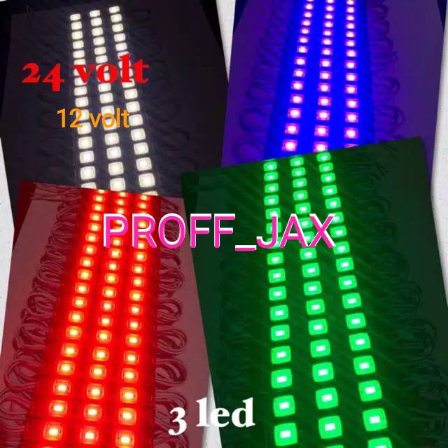 Lampu kolong / bak LED mata 3 kecil kotak flat 24 volt truk bus 12 volt motor mobil