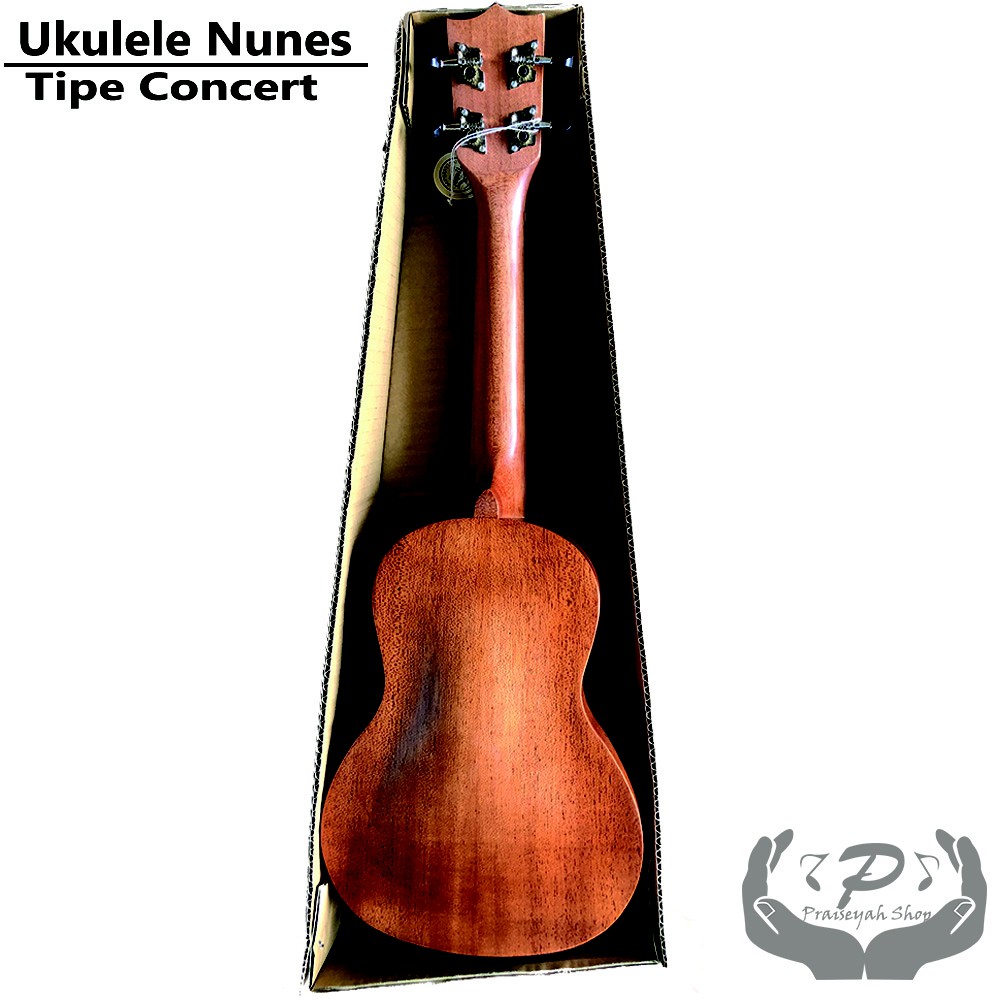 Nunes Ukulele Concert Kayu Natural Wood Gitar Kecil Kentrung Mini