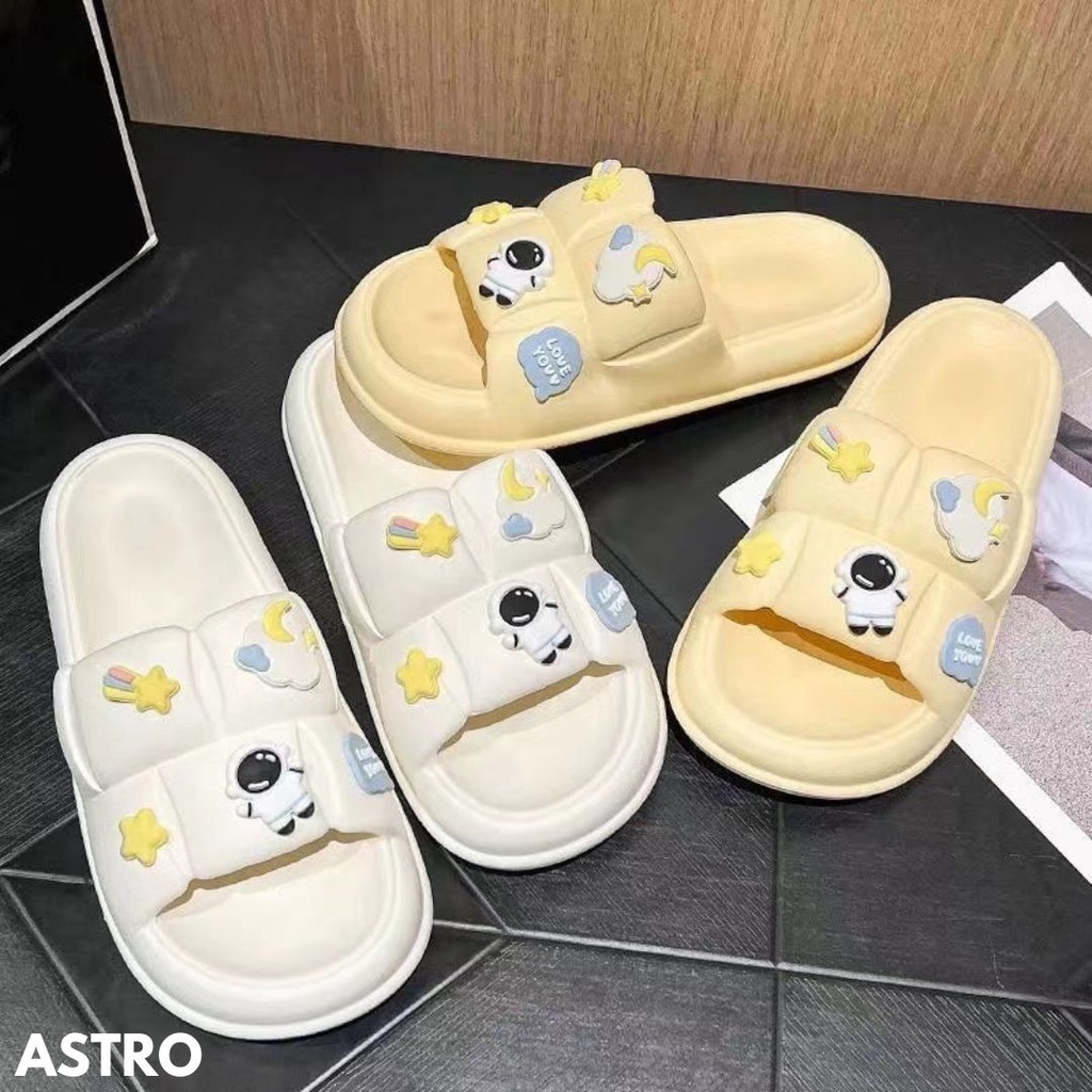 SANDAL SELOP WANITA KEMBARAN KECE DESIGN EMPUK GAMBAR ASTRO BAGUS BAHAN RUBBER IMPORT ASTRO