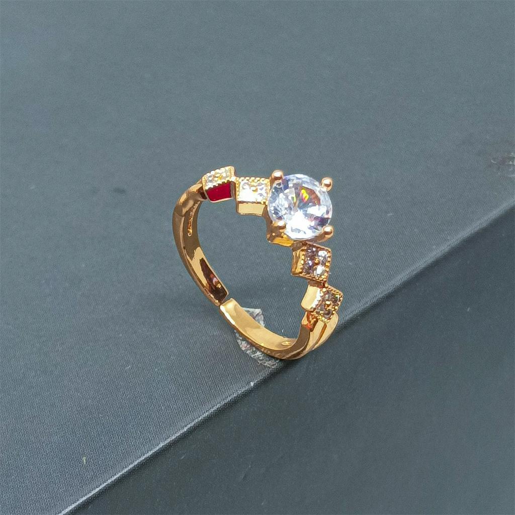 Jewelry Cincin Titanium Wanita Emas Muda Anti Karat Asli Emas Couple Dewasa Dan Luntur Logam Asesoris Rosegold