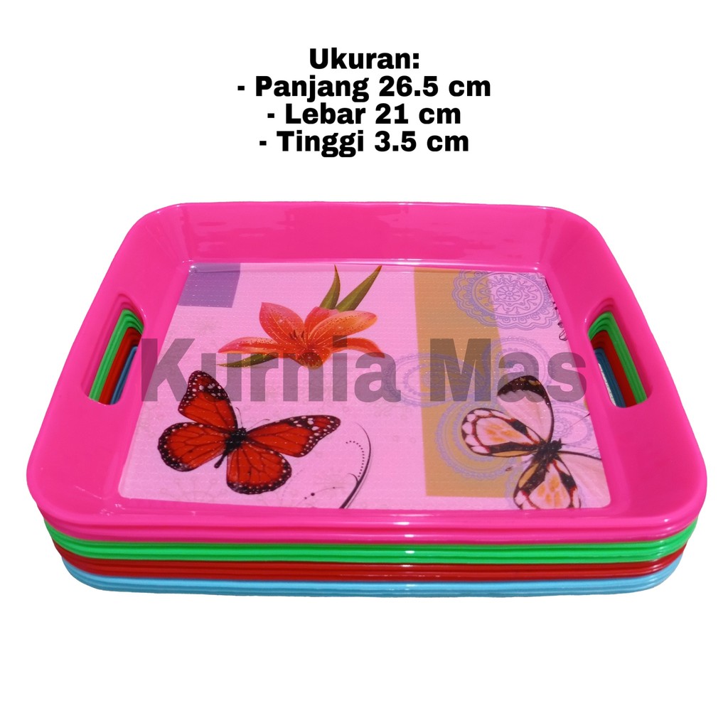 Nampan Plastik Bunga Baki Crystal 2006 Nampan Plastik Segi Motif Bunga