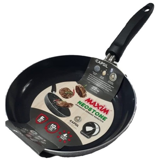 Maxim Neostone Frypan 20 cm Anti Lengket Lapisan Ceramic Desaign Elegant / Penggoran Anti Lengket 20 cm