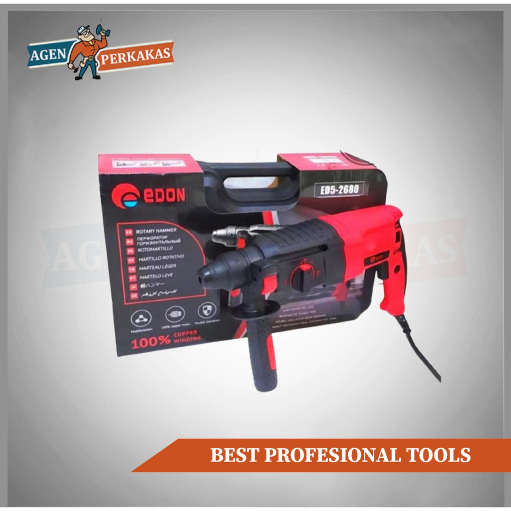 Edon Mesin Bor Rotary Hammer Edon 3 mode Ed5-2680
