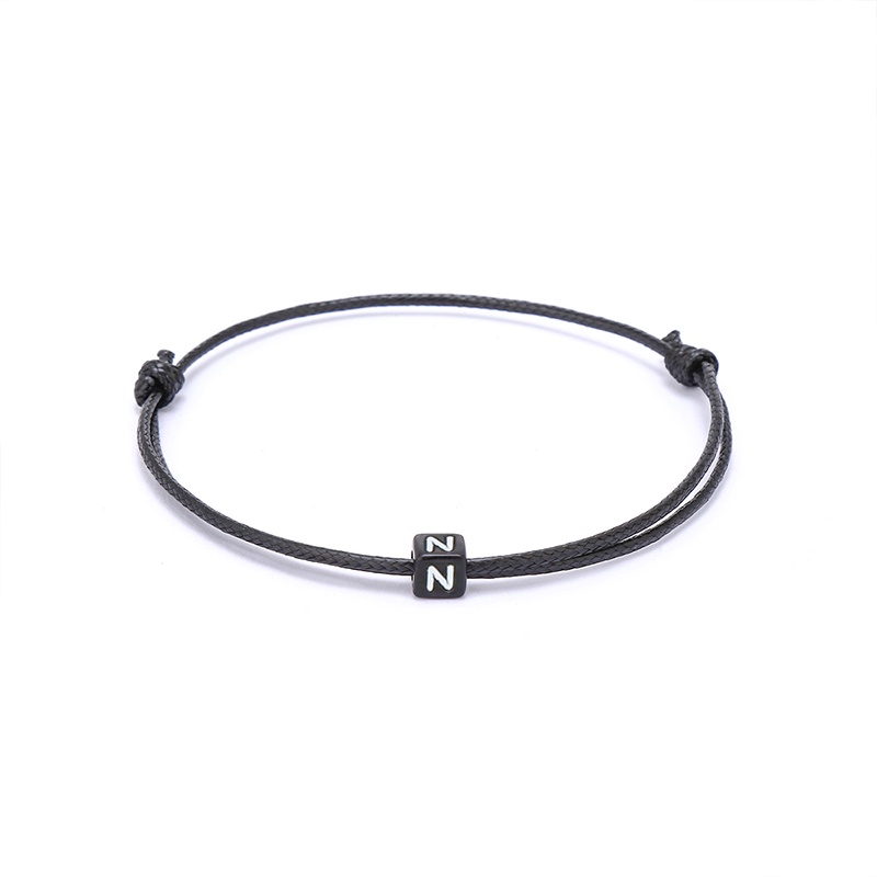 Korea Gelang Hitam Huruf Awal /Gelang Kustom Khusus Yang Kreatif Aksesoris Fashion ANTOP-letter-N
