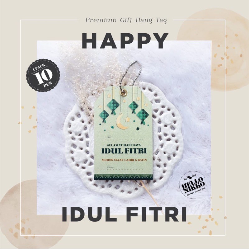 

Idul Fitri Gift tag - Hang tag kartu ucapan kado sticker hampers parcel box dus ultah natal christmas cny ramadan lebaran