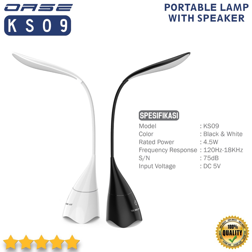 Speaker Music TOYO OASE S6 Bluetooth Wireless + Lampu LED Belajar Desk Lamp KS09