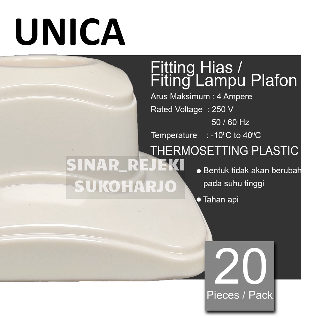 UNICA Fitting OB Tempel / Plafon, Bulat / Kotak Hias