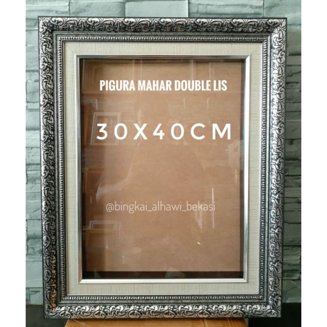 30x40 Bingkai Mahar silver double lis / Grosir bingkai mahar /bingkai mahar Bekasi