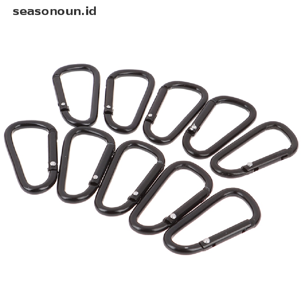 10 Pcs Gantungan Kunci Carabiner Bentuk D Bahan Aluminum Alloy Warna Hitam