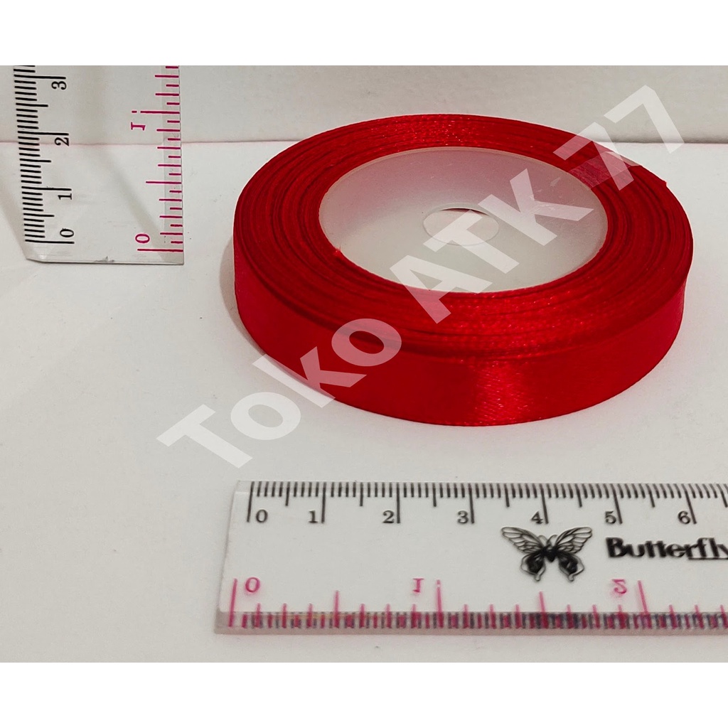 

Pita Kado Kain Satin 0.5" 0,5" 1/2" setengah inch Merah READY STOCK