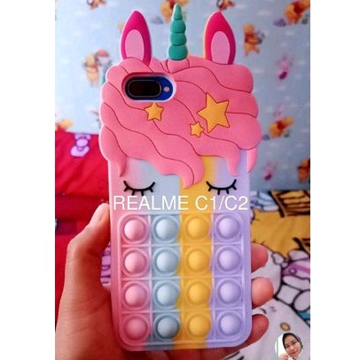 Casing POP IT Realme C1/C2 SoftCase POP IT 3D Motif Unicorn Kuda Poni