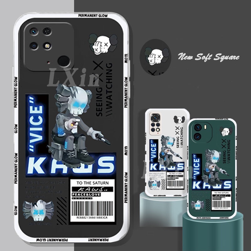 Casing TPU Redmi 10C 10A Redmi Note 11 Pro 11S Redmi 9C 9T 9A Note 10 5G Note10 Note9 Note8 Note7 Poco M3 Pro X3 NFC Motif KAWS