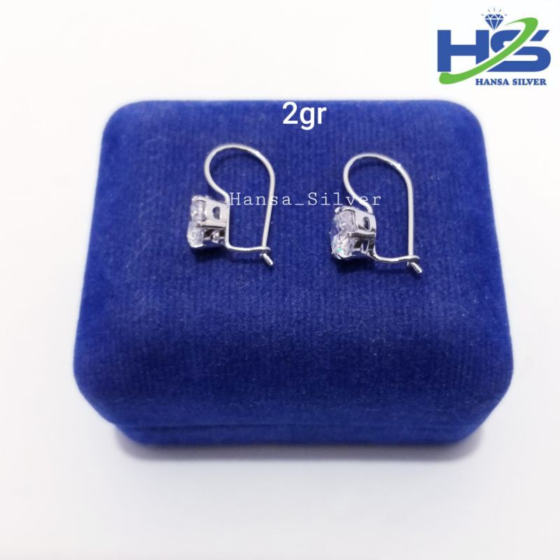 Anting Perak Asli Silver 925 Lapis Emas Putih Model Desi 2 Gram - Anting Wanita Anti Karat