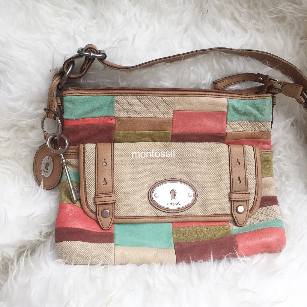 -PRELOVED- TAS FOSSIL MADDOX BRIGHT PATCHWORK CROSSBODY