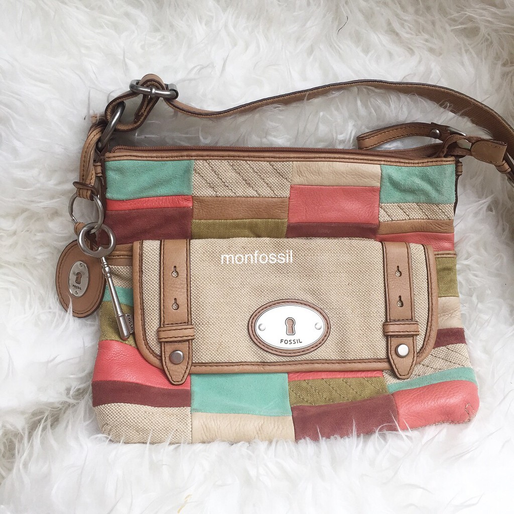 -PRELOVED- TAS FOSSIL MADDOX BRIGHT PATCHWORK CROSSBODY