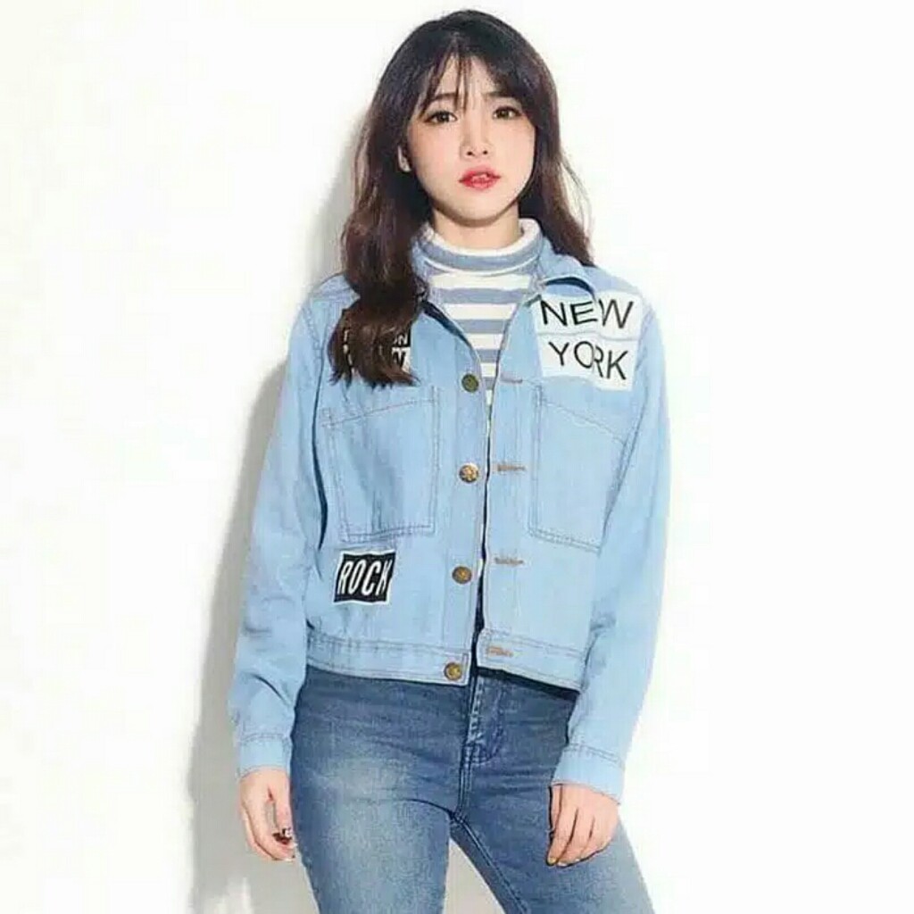 [BAYAR DI TEMPAT/COD] Jaket Jeans Wanita  - Jaket Jeans Denim Newyork