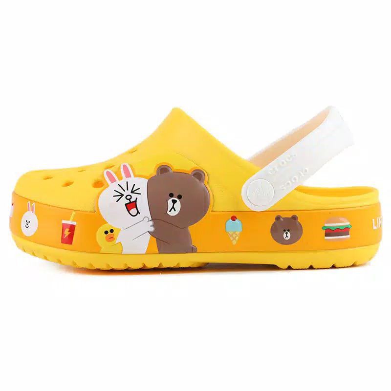 SANDAL CROCS LINE BROWN YELLOW KIDS and JUNIOR CLOG