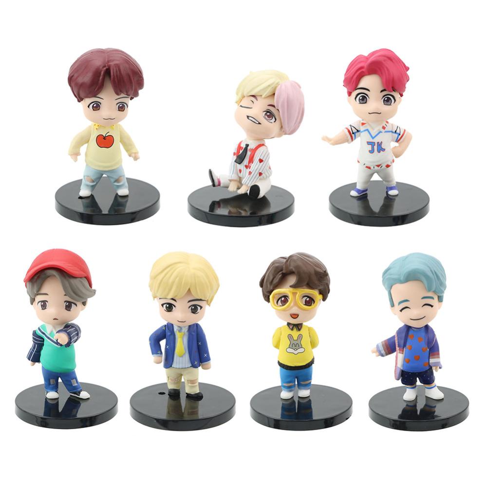 Timekey 7Pcs / Set Mainan Action Figure Mini Model Kpop BTS Bangtan Boys BT21 Q3R6 Untuk Koleksi