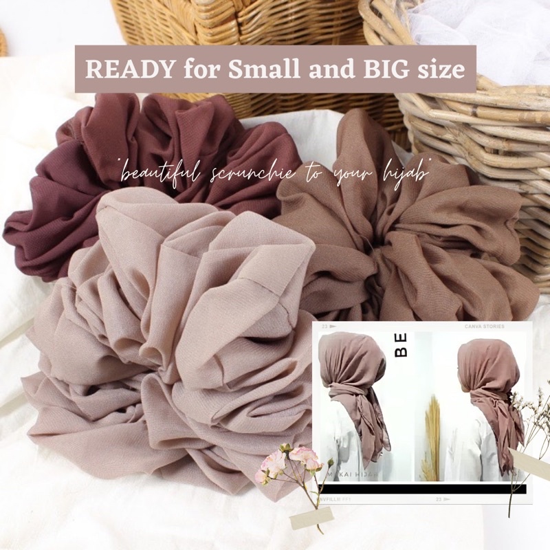 SCRUNCHIE DOUBLE HYCOUNT HIJAB BERVOLUME Scrunchies Cemol Cepol Sanggul Kuncir Ikat Rambut Hijab Min