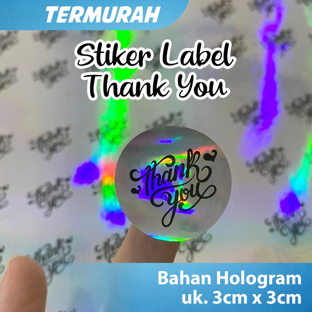 

STIKER THANK YOU / TERIMA KASIH BAHAN HOLOGRAM 3x3cm = 96pcs ( Selembar A3 )