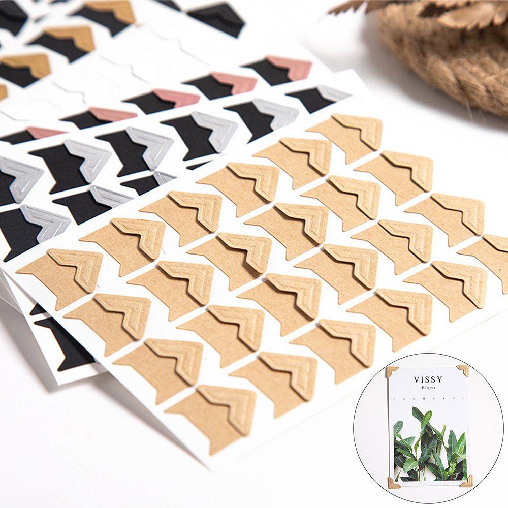 Solighter 24Pcs/Lot Stiker Sudut Multicolor Kraft Paper Vintage Dekorasi Scrapbooking