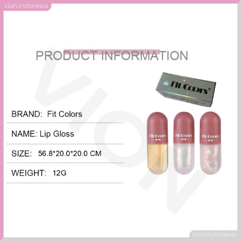 FIT COLORS Capsule Lip Gloss Lip Gel Mini Pelembab Kapsul Bibir Anti Kering Original FC002