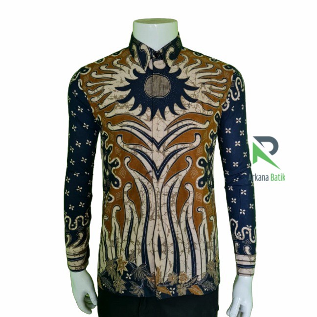 BATIK SLIMFIT Arkana Motif Black Sun Premium Kemeja Baju Pria Lengan Panjang Motif Elegan Furing