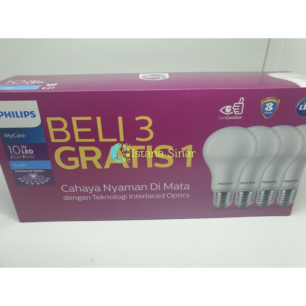 Philips Lampu LED 10Watt, 10W, 10 Watt, 10 W (1 paket isi 4PCS)