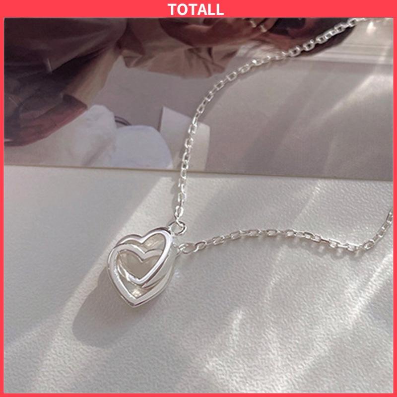 COD Double Heart Shape Fashion Indah Mengkilap Manis Gelang Perhiasan Wanita-Totall