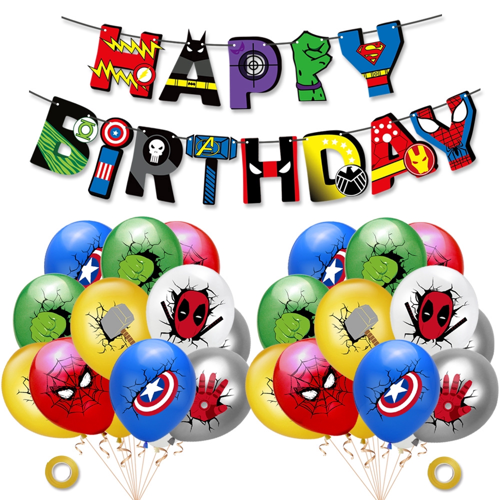 20 24pcs Balon Desain Marvel Avengers Captain America 20 24pcs Balon Desain Marvel Avengers Captain America
