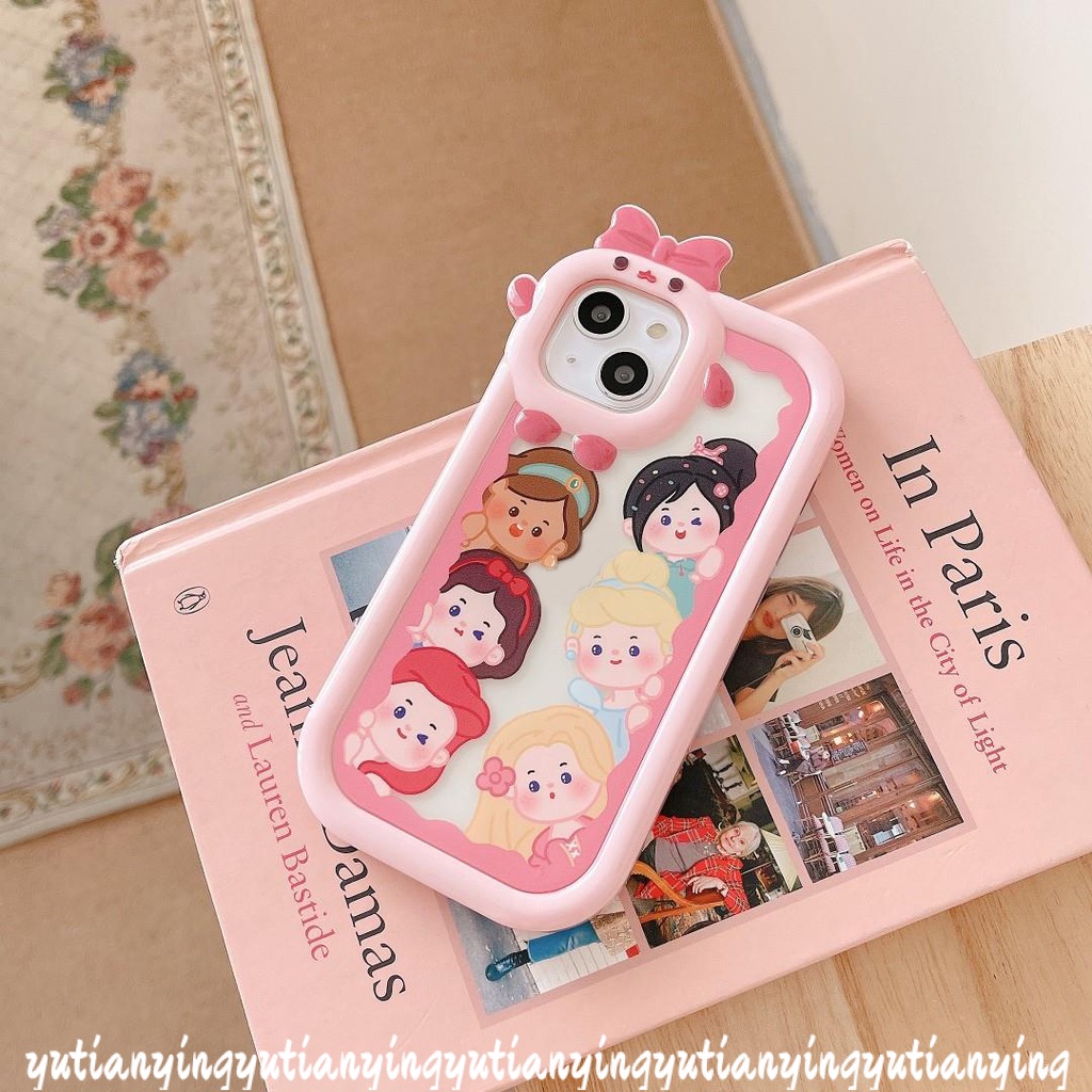 Ins Casing IPhone 11 13 12 14 Pro MAX 7 8 14 Plus 6 6S Plus XR X XS MAX SE Motif Kartun Disney Princess 3D