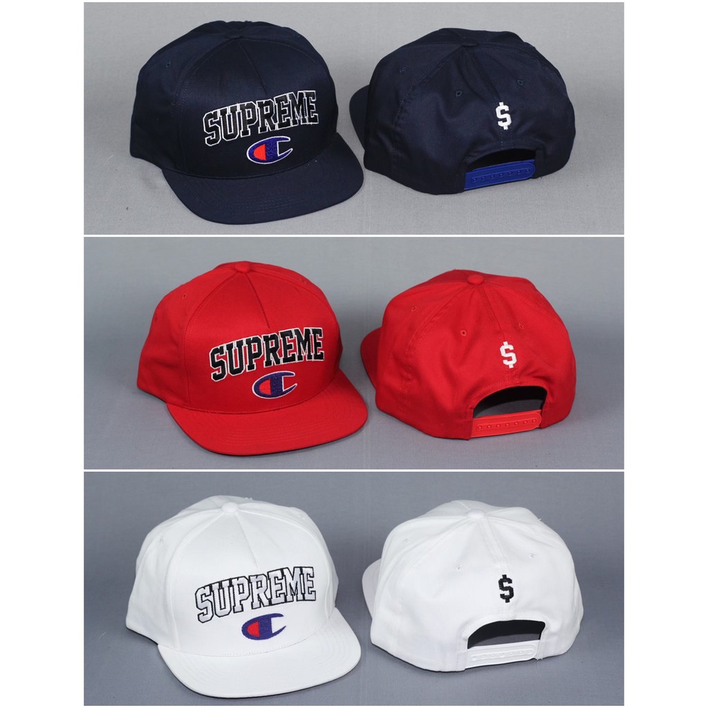 supreme x champion snapback