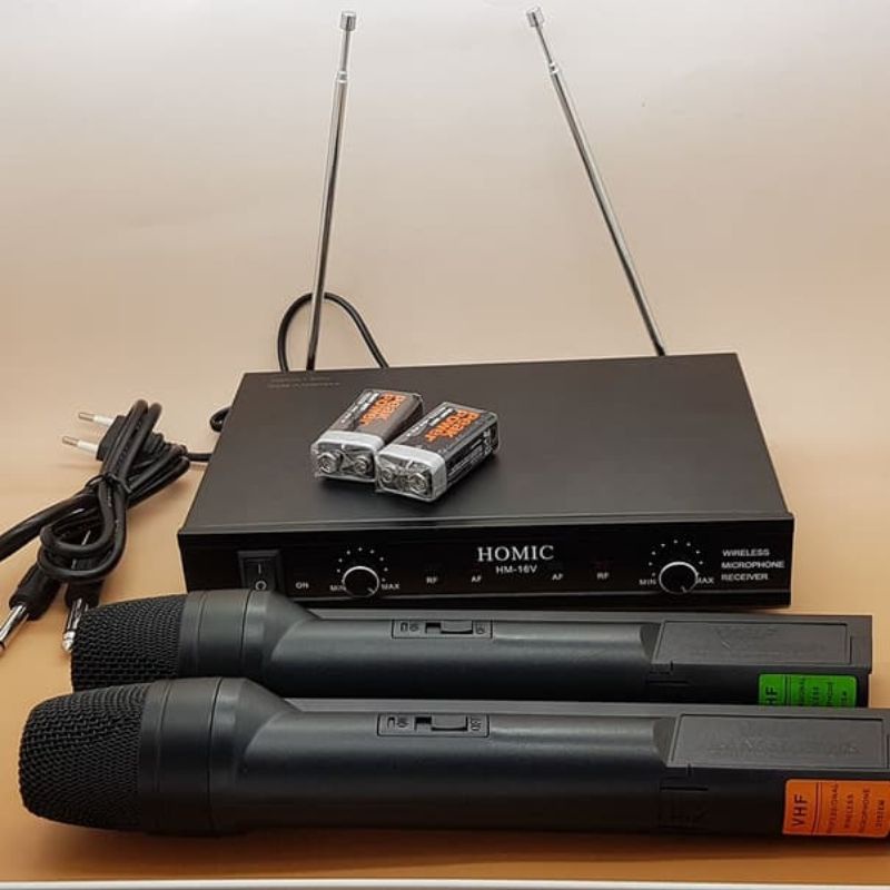 Homic Microphone Mic Double Wireless + Receiver HM 16V