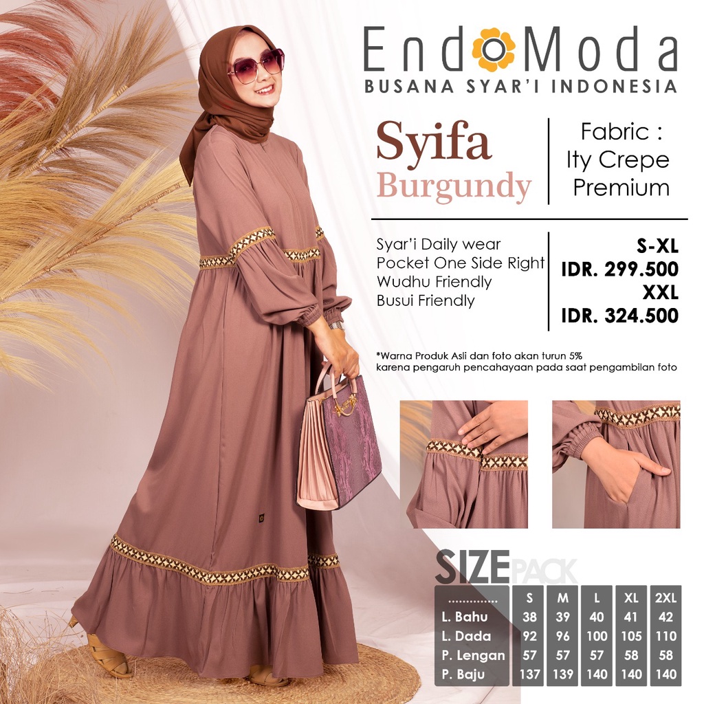 GAMIS MUSLIMAH ENDOMODA SYIFA BURGUNDY