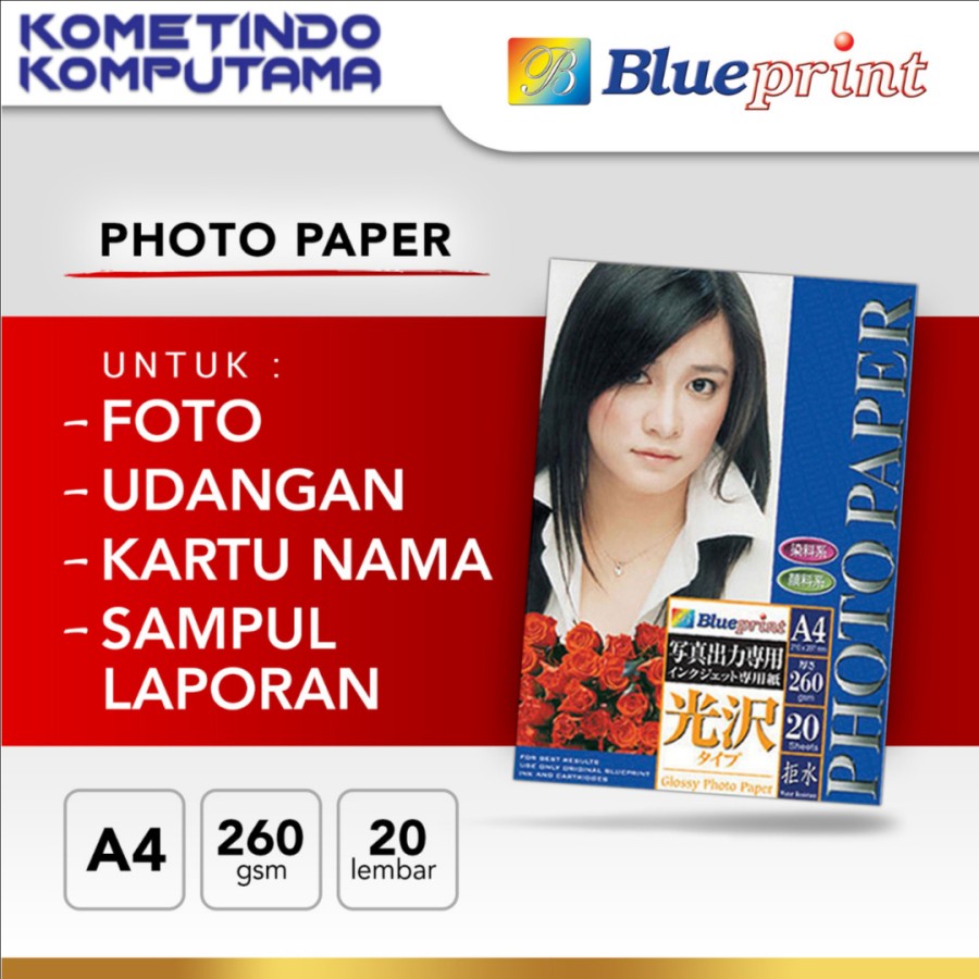 BP-GPA4260 Kertas Foto Glossy Photo Paper A4 BLUEPRINT 260 gsm