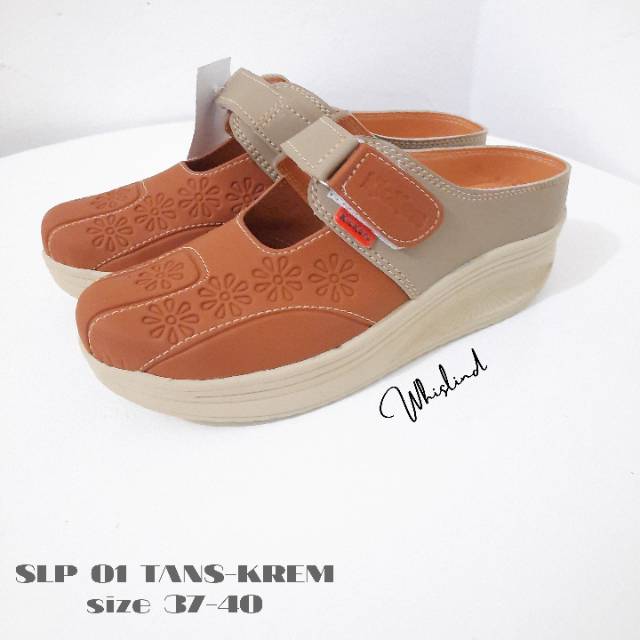 SEPATU WEDGES SLOP KICKERS BAHAN KULIT SINTESIS | TINGGI 5 CM KODE SLP01