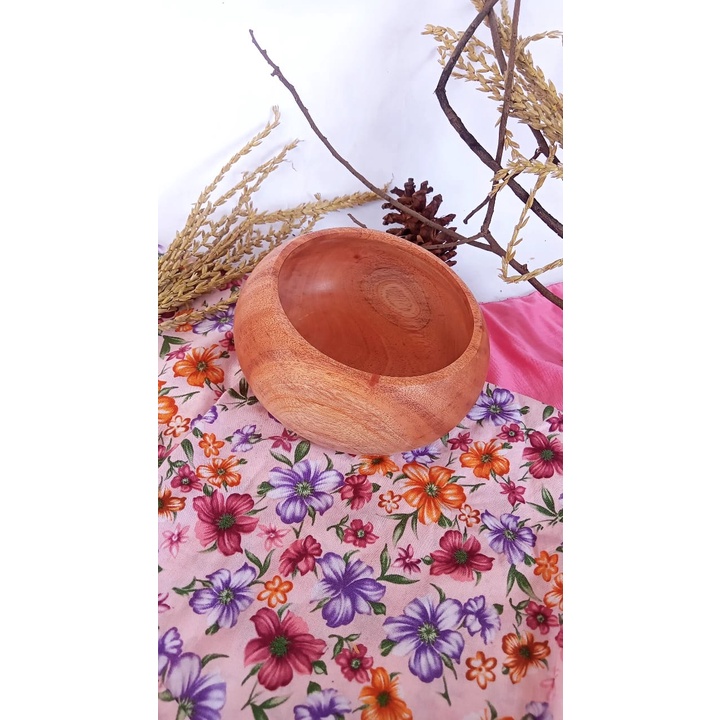 Mangkok Donat Kayu Mahoni / Mangkok Bulat Kayu / Mangkok Aesthetic