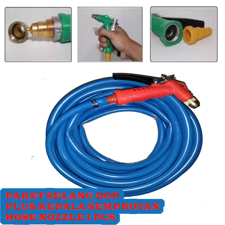 SELANG AIR 3 METER 1/2 INCH &amp; KEPALA SEMPROTAN AIR HOSE NOZZLE 1 PCS