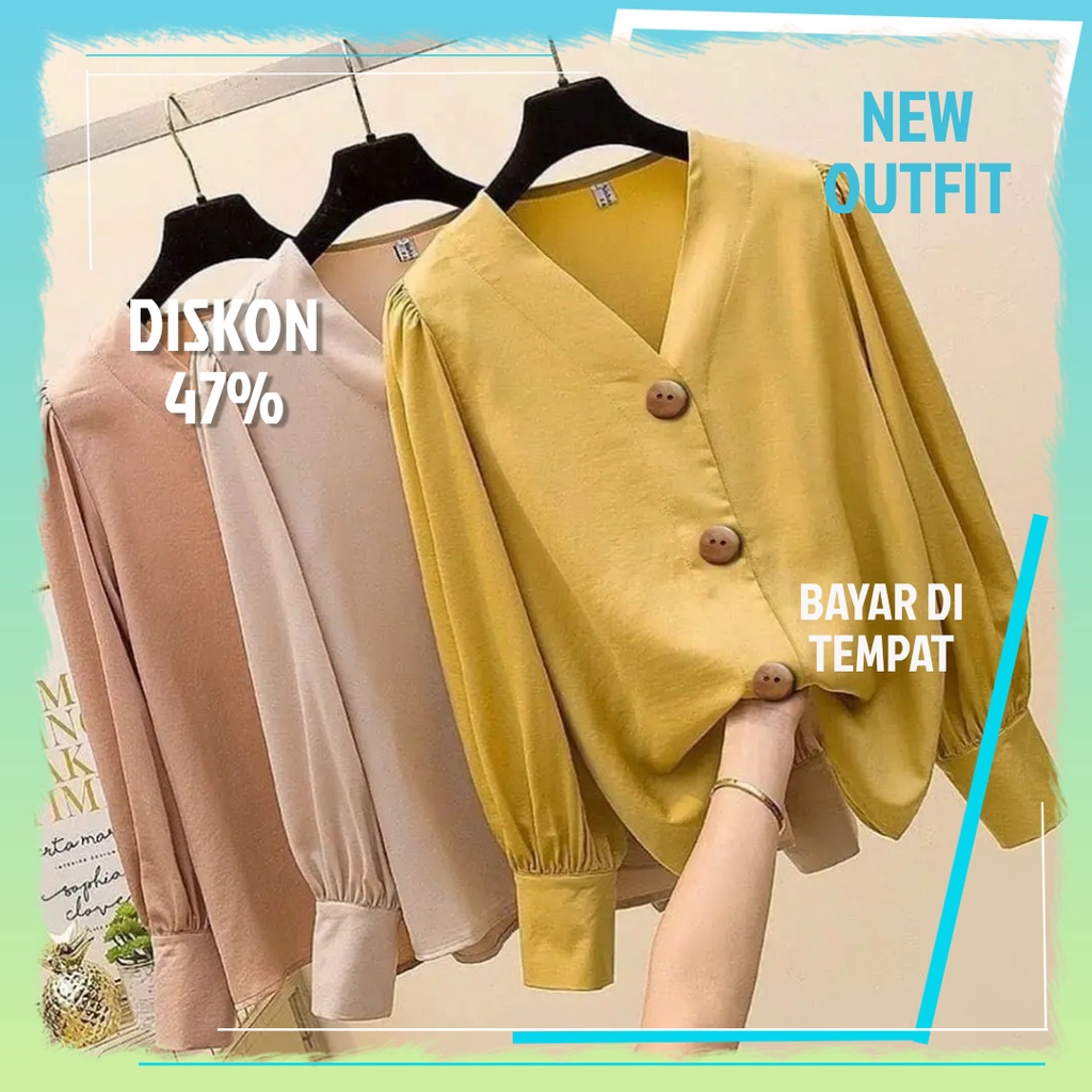 Baju Atasan Blouse Wanita Korea Style Lengan Panjang Murah -  Owly Blouse