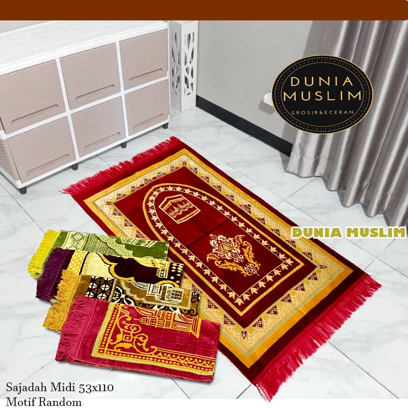 Sajadah Turky Midi Dewasa Super Spigel Ukuran 53x110cm Bahan Tebal Halus Perlengkapan Sholat Sejadah Sauvenir Dunia Muslim