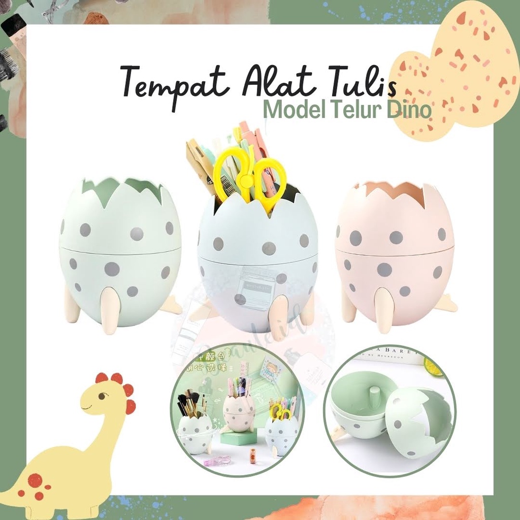 

Wadah Kotak Tempat Alat Tulis Puplen Pena Pensil Model Telur Dino Stationary Box Lucu Untuk Anak / Dewasa Kantor Meja Belajar Make Up Multifungsi Souvenir